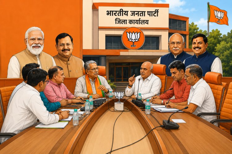 भाजपा ने चुनावी दस्तक से पहले अपने ज़िला दफ़्तरों को ‘सियासी चौकियाँ’ बनाने की कवायद तेज़ की!!!